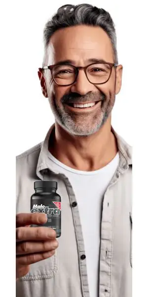 man holding male extra bottle